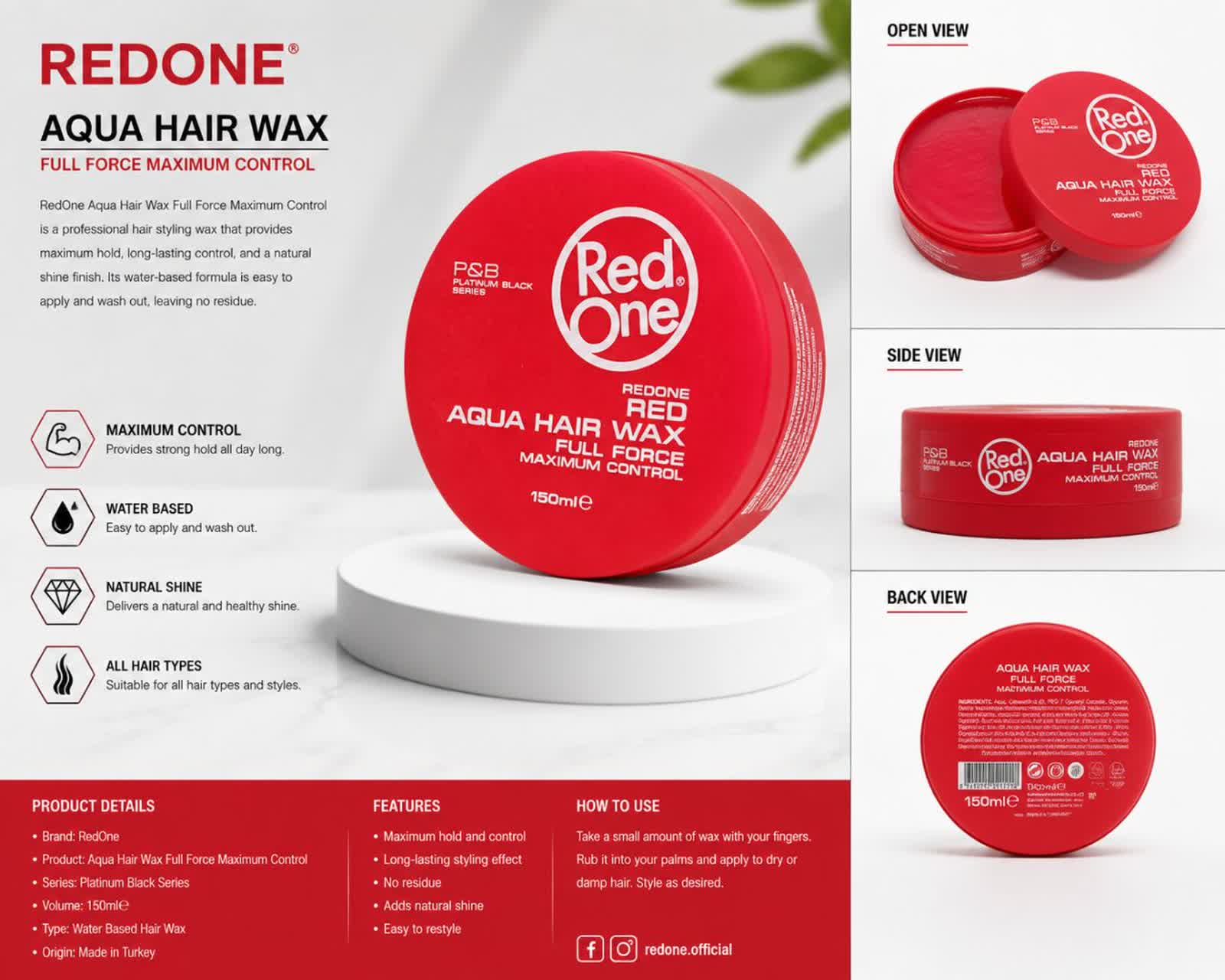 ژل واکس مو ردوان مدل red حجم 150 میلی لیتر