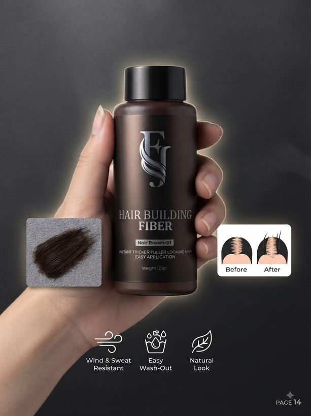 پودر پرپشت کننده موی سر و ریش تاپیک مدل FJ وزن ۲۰ گرم قهوه ای